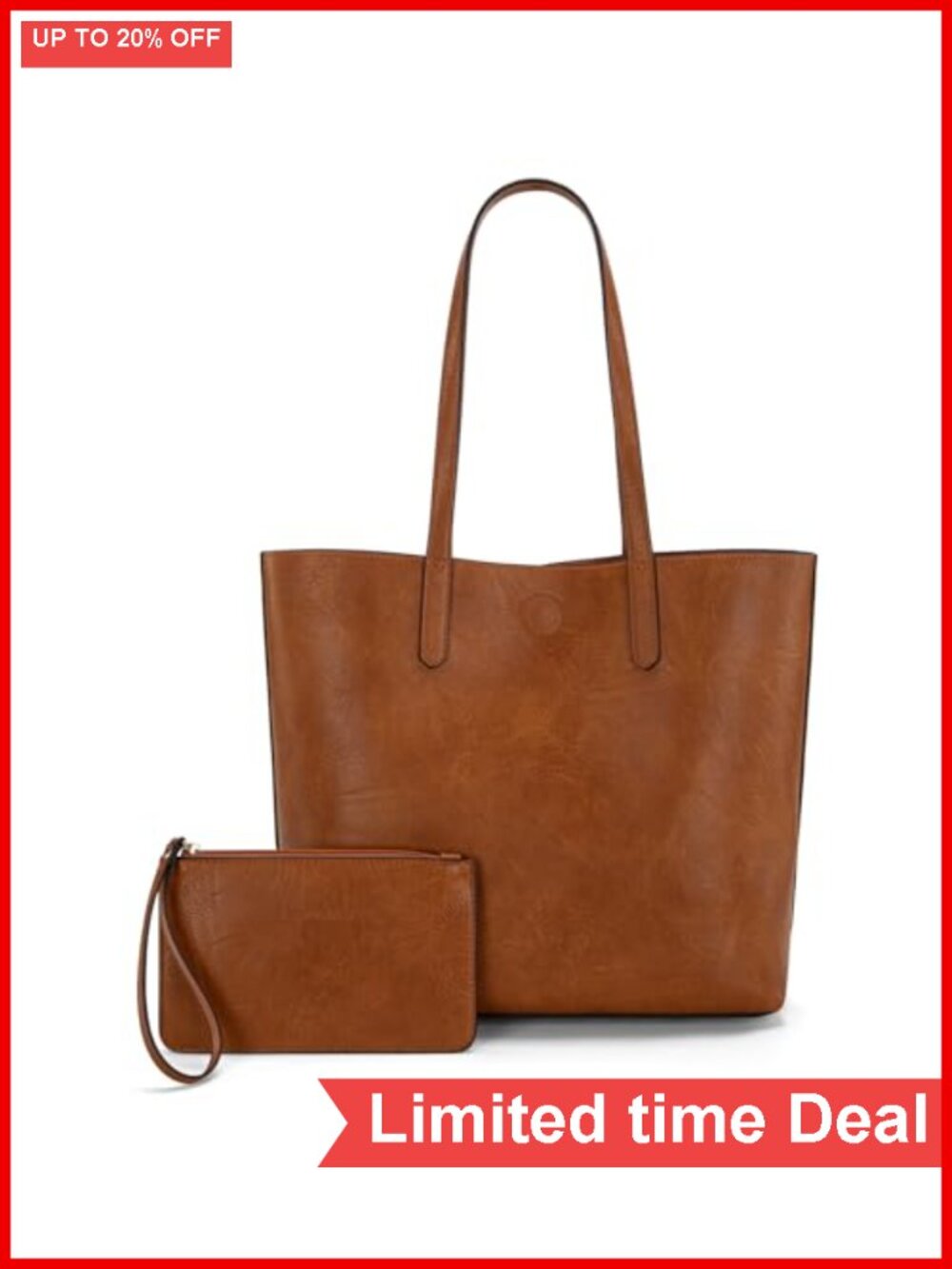 Vegan Faux Leather Tote Bag with Shoulder Strap